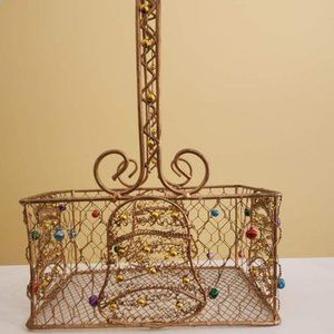 Metal Gold Napkin Holder/Card Holder with Bells